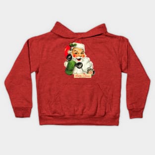 Vintage Santa on the Telephone - Retro Christmas Kids Hoodie